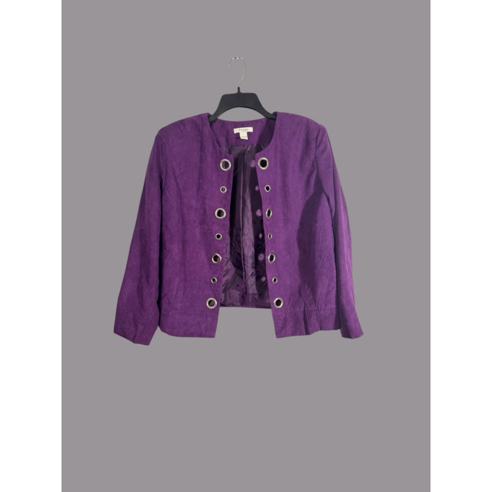 Size 14W 16W Purple Faux Microsuede Grommet Open Front Blazer Dress Barn Plus